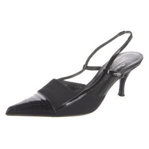 Donald J. Pliner Couture Black Slingback Leather Cap Toe Heel | size 7.5